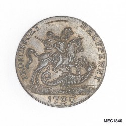 Святой Георгий и дракон на авресе полупенса 1796 года