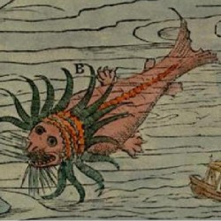 Морское чудовище (возможно, лингбакр) на морской карте Олафа Магнуса (Olaus Magnus)