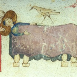 Харадр смотрит на больного (Рукопись Моргановской библиотеки Manuscript. M.459, fol.7v)
