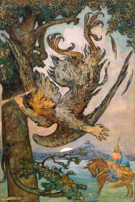 Соловей-разбойник. Иллюстрация Фрэнка Папе к русским сказкам (1916)