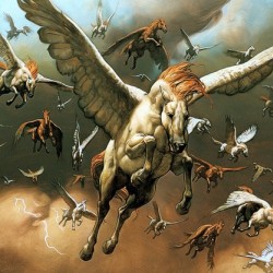 Крылатые кони на картине Марка Зага