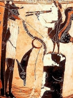 Одиссей и сирена. Чернофигурная керамика, прим.500 г. до н.э.