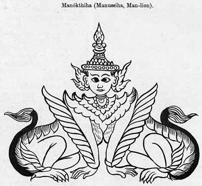 Маноктиха — сфинкс-пурушамрига из Мьянмы. Современная прорисовка