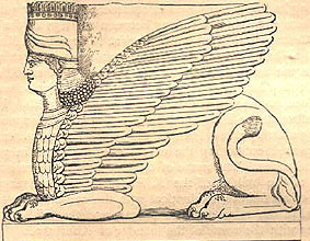 Ассирийский сфинкс. Рисунок статуи