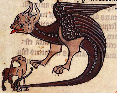 Дракон и слон. Рукопись Британской библиотеки Sloane 278, fol. 57r)