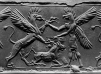 Битва грифона и аннуака. Круглая печать среднеассирийского периода, XII-XI века до н.э.