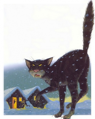 Йольский кот (Jólakötturinn). Иллюстрация Брайана Пилкингтона